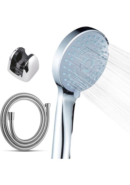 Cushy Yüksek Basınçlı 3 Fonksiyonlu Krom Kaplı Duş Seti - Su Tasarruflu Yağmur Etkili Duş Seti - (Cushy El Duşu + 150CM Krom Spiral + Krom Mafsal/duş Askısı)