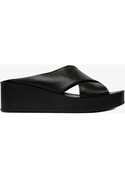 Kadın Siyah Hakiki Deri Topuklu Terlik 4Y2CT59018