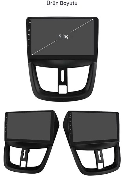 Peugeot 207 4gb Ram 64GB Depolama 9 Inç Wifi Gps Kablosuz Carplay Kamera Multimedya Navigasyon - 2009-2013 modelleri