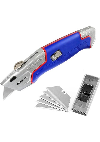 WP213012 Ağır Hizmet Gövde Geri Çekilebilir Rötuş Bıçağı + 4 Adet Yedek Bıçak