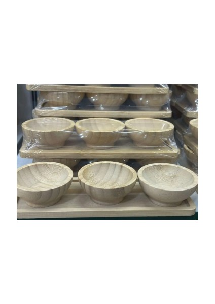 3'lü Bambu Çerezlik Sunumluk Kase fiyatları