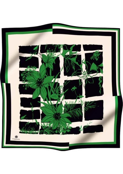 Tivil Benetton Yeşili Siyah Desenli Ipek Eşarp DGN51019-35-01 fiyatları