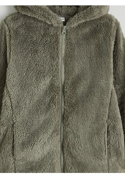 Kapüşonlu Pelüş Kız Çocuk Fermuarlı Sweatshirt (W5) fiyatları