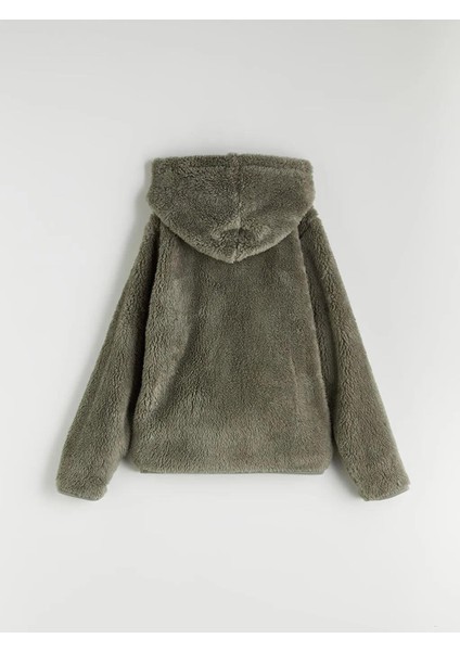 Kapüşonlu Pelüş Kız Çocuk Fermuarlı Sweatshirt (W5) fırsatları