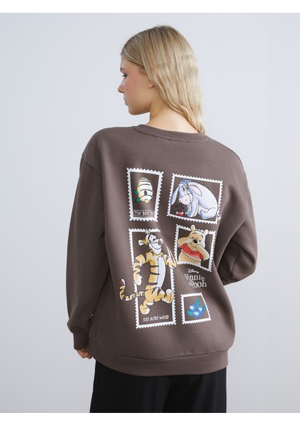 Yeni Sezon Winnie The Pooh Baskılı Oversize Kadın Sweatshirt