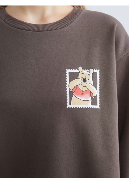 Yeni Sezon Winnie The Pooh Baskılı Oversize Kadın Sweatshirt modelleri