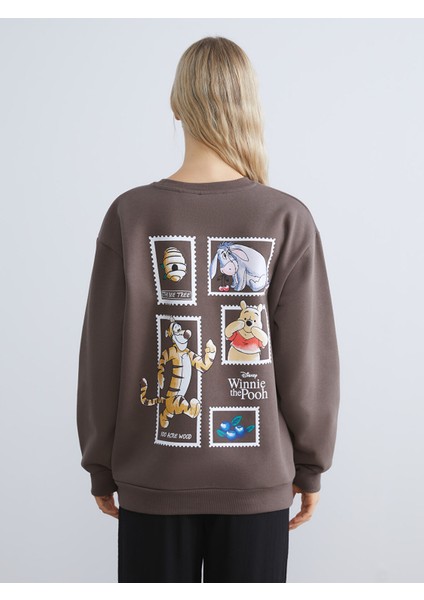 Yeni Sezon Winnie The Pooh Baskılı Oversize Kadın Sweatshirt fırsatları