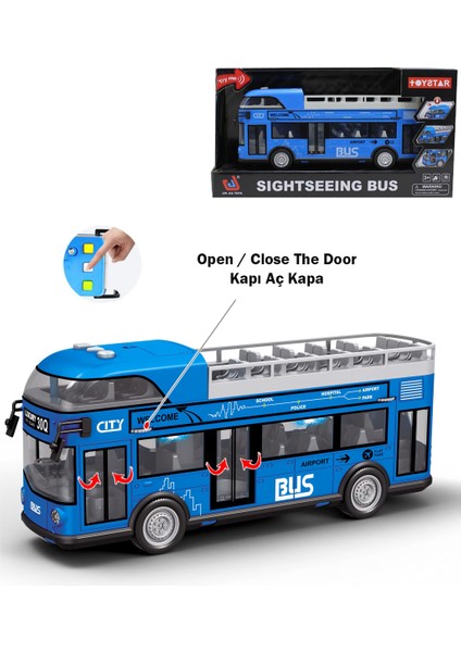 Sesli Işıklı Sürtmeli Büyük Boy Eğitici Oyuncak Araba Gezi Otobüsü