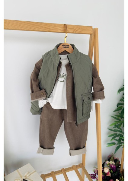 Şişme Yelekli Spor 4 Lü Erkek çocuk takım - Yeşil