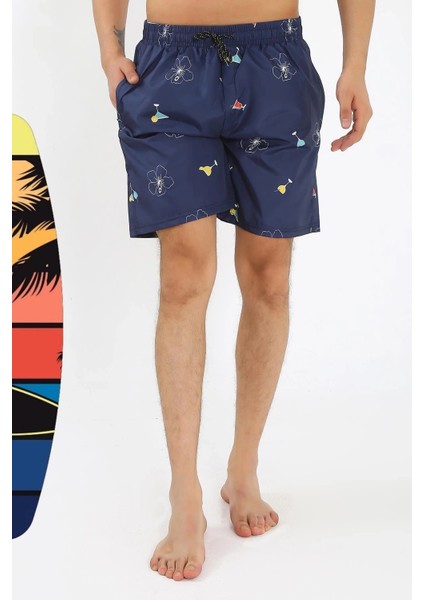 Giyim Erkek Desenli Fermuar Cepli Deniz Şortu Lacivert modelleri