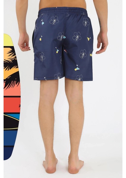 Giyim Erkek Desenli Fermuar Cepli Deniz Şortu Lacivert fırsatları