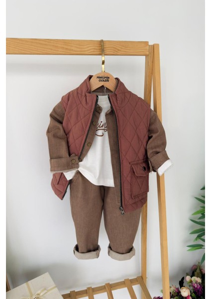 Şişme Yelekli Spor 4 Lü Erkek çocuk takım - Kiremit