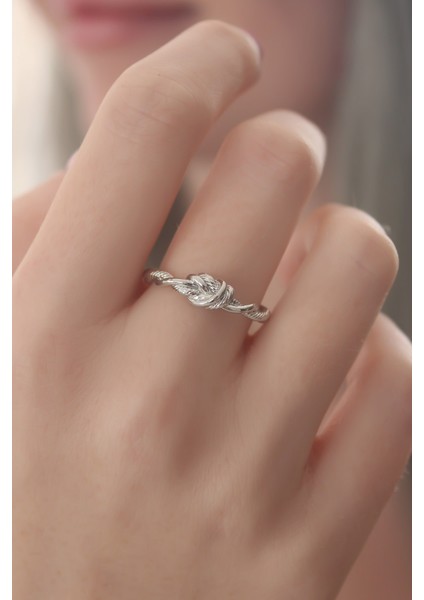 Gümüş Renk Halat Düğüm Model Kadın Yüzük - TJ-BYK2417 fiyatları
