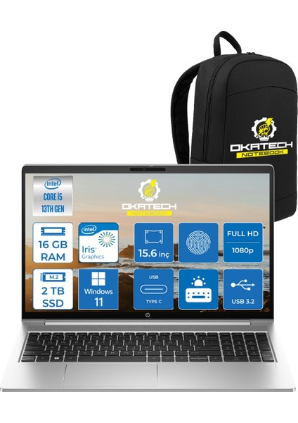 Probook 450G10 İ5-1334U 16 GB Ram 2 Tb Nvm SSD 15.6”fhd WİN11PRO Notebook+Okatech Çanta