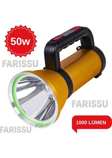 Everton RT-S050 Şarjlı Güçlü Işık Projektör El Feneri 50W 1000 Lümen Powerbank Özellikli