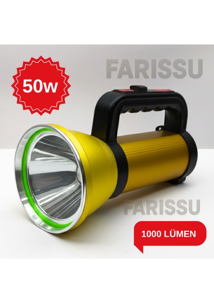 Everton RT-S050 Şarjlı Güçlü Işık Projektör El Feneri 50W 1000 Lümen Powerbank Özellikli