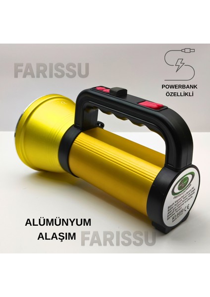 Everton RT-S050 Şarjlı Güçlü Işık Projektör El Feneri 50W 1000 Lümen Powerbank Özellikli