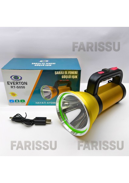 Everton RT-S050 Şarjlı Güçlü Işık Projektör El Feneri 50W 1000 Lümen Powerbank Özellikli