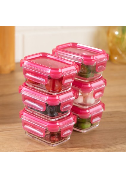 4374 6lı Sızdırmaz Kilit Kapaklı Yiyecek Erzak Saklama Kabı Seti - Cam Saklama Kabı - 150ML Pembe fiyatları