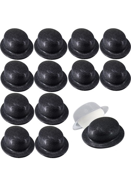 Siyah Renk Simli Melon Yuvarlak Parti Şapkası 12 Adet modelleri