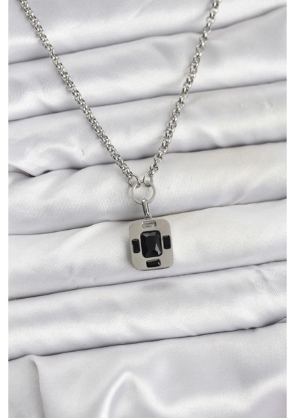 Bfs 316L Çelik Zincir Gümüş Renk Vintage Model Kadın Kolye