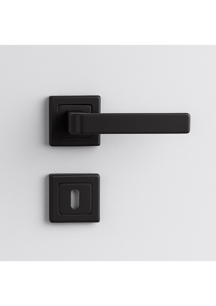 Oda Kapı Kolu Seti Kare Rozetli Sessiz Mekanizma Uyumlu Şık Iç Kulp Takımı Mat Siyah Modern indirimleri