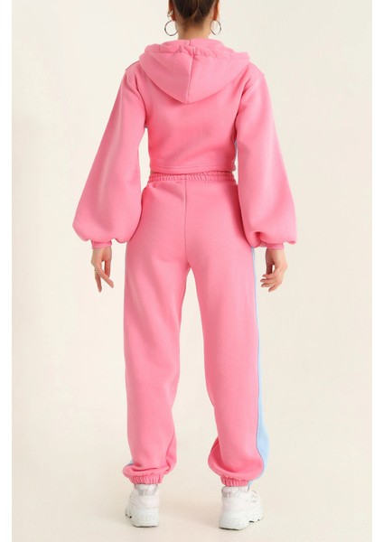 Kadın Üç Iplik %100 Pamuk Oversize Eşofman Takımı - Şardonlu Korse ve Şerit Detaylı Rahat Kesim modelleri