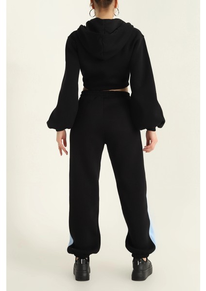 Kadın Üç Iplik %100 Pamuk Oversize Eşofman Takımı - Şardonlu Korse ve Şerit Detaylı Rahat Kesim modelleri