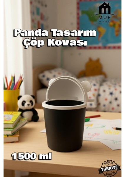 Sevimli Panda Masaüstü Mini Çöp Kovası Panda Görünümlü Masaüstü Çöp Kutusu - 1500 ml fiyatları