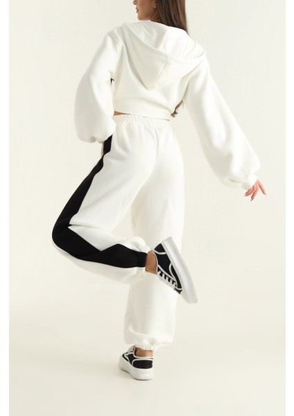 Kadın Üç Iplik %100 Pamuk Oversize Eşofman Takımı - Şardonlu Korse ve Şerit Detaylı Rahat Kesim fiyatları