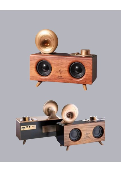 Bfs Retro Gramafon Bluetooth Hoparlör Çift Stereo Sesli Fm Radyo Destekli fırsatları