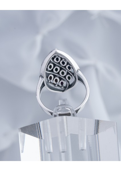 Renkli Doğal Taşlı Özel Tasarım 925 Ayar Gümüş Kadın Yüzük – Canlı ve Zarif Görünüm indirimleri