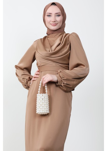 Naz Tesettür Abiye Elbise Sütlükahve indirimleri