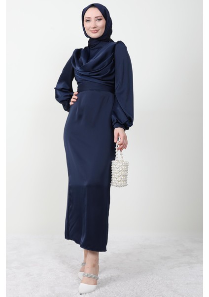 Naz Tesettür Abiye Elbise Lacivert fiyatları