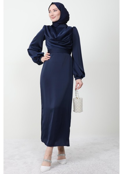 Naz Tesettür Abiye Elbise Lacivert fırsatları