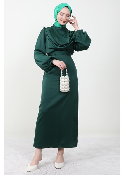 Naz Tesettür Abiye Elbise Zümrüt fırsatları