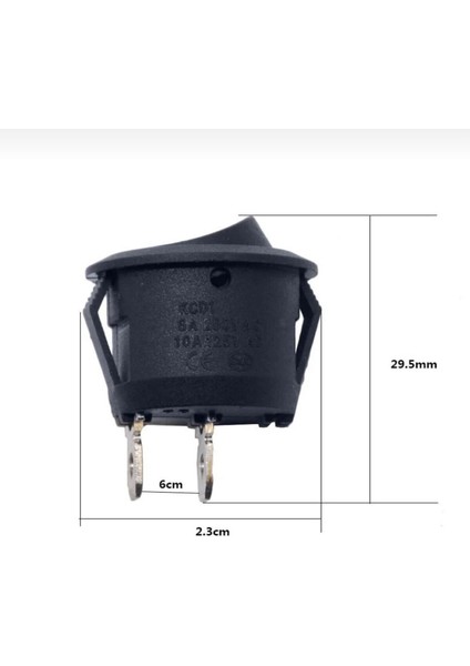 10 Adet 23MM Yuvarlak 2 Pin Anahtar Buton Kcd1 Siyah Plastik Mini Açma Kapama On / Off fırsatları