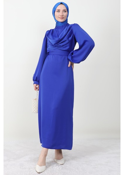 Naz Tesettür Abiye Elbise Saks modelleri