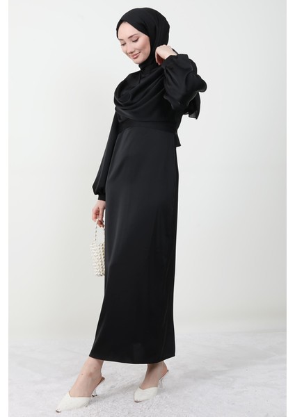 Naz Tesettür Abiye Elbise Siyah fiyatları