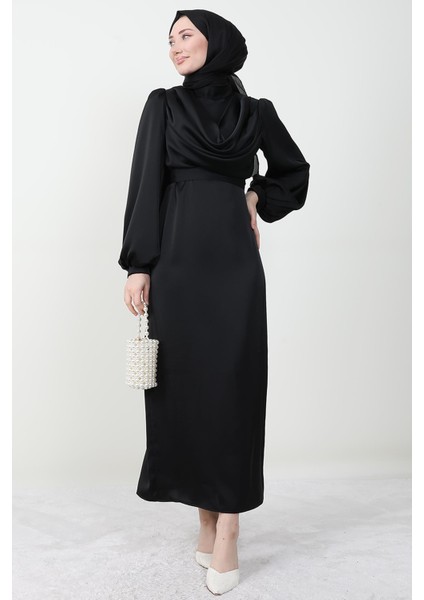 Naz Tesettür Abiye Elbise Siyah modelleri