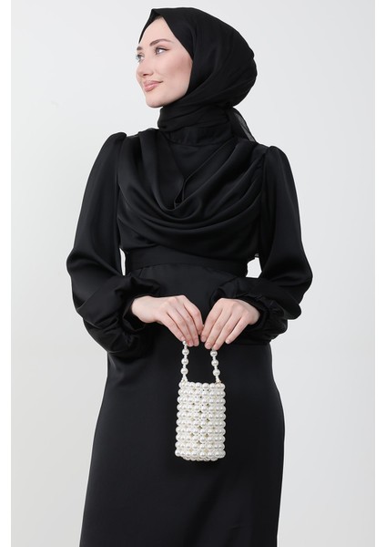 Naz Tesettür Abiye Elbise Siyah indirimleri