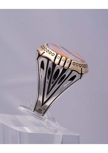 Doğal Desenli Akik Taşlı 925 Ayar Gümüş Erkek Yüzük – Renk Geçişlerinin Eşsiz Zarafeti fiyatları