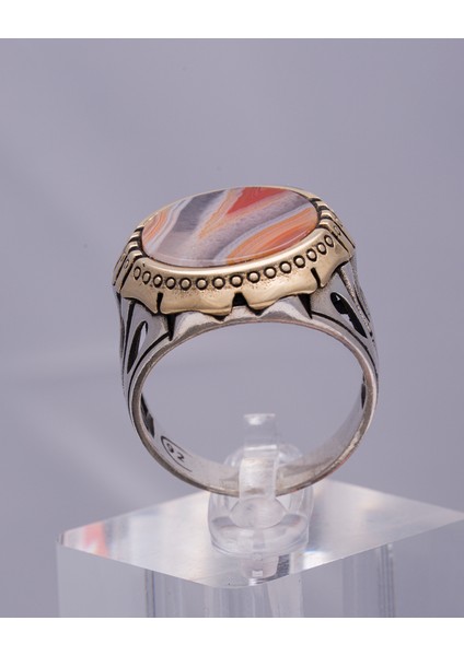 Doğal Desenli Akik Taşlı 925 Ayar Gümüş Erkek Yüzük – Renk Geçişlerinin Eşsiz Zarafeti fırsatları
