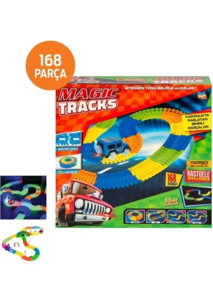 Oyuncak Magic Tracks Hareketli Raylar 168 Parça 1 Işıklı Arabalı Oyuncak Yarış Parkuru