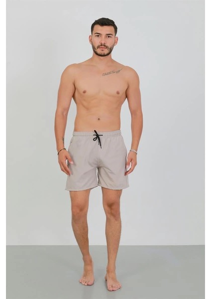 Giyim Erkek Fermuarlı Cepli Deniz Şortu Bej