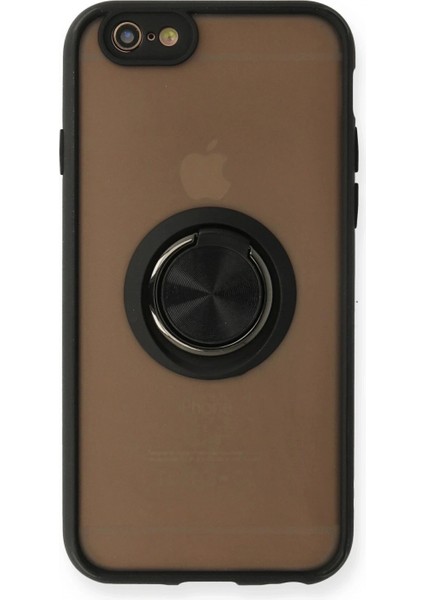 Ieg iPhone 6 Kılıf Montreal Yüzüklü Silikon Kapak - Siyah