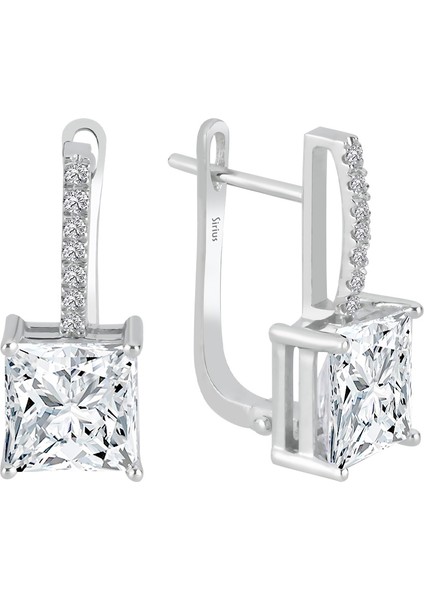 ve Radyan Kesim Beyaz Topaz Tektaş Küpe 0402E0034