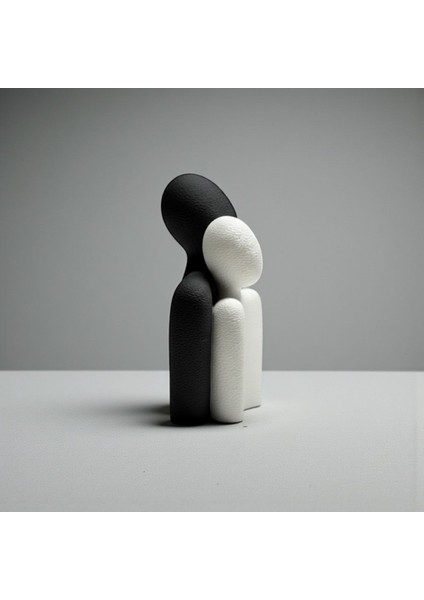 Minimalist Siyah Beyaz Sarılma Heykeli Dekoratif Obje | Çift Figürü fiyatları