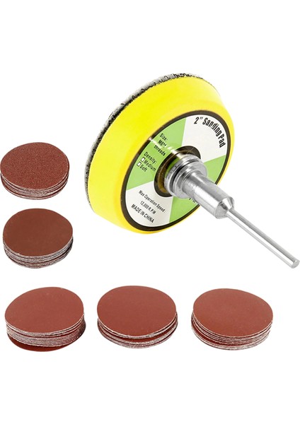 Pimli Mini 53'lü Cırt Zımpara Seti 50 mm Taban Matkap Uyumlu 80 120 320 600 800 Kum Karışık Grit