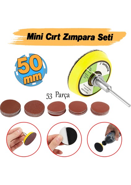 Pimli Mini 53'lü Cırt Zımpara Seti 50 mm Taban Matkap Uyumlu 80 120 320 600 800 Kum Karışık Grit fiyatları